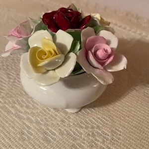Vintage Bone China floral arrangement in vase
